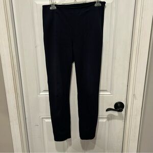 Quince Ultra-Stretch Ponte Pintuck Ankle Pants Size M Side Zip Navy blue